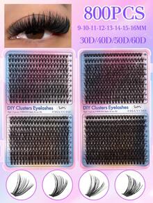 800/760/571/774/784pcs D-Curl High Capacity Individual Lashes Set, DIY Lash Clusters, Natural & Fluffy, Lightweight & Soft, Reusable, Single Strand Segmented False Lashes, Lash Extension, 10D/20D/30D/40D/30D/40D/50D/60D/50D/60D/80D/100D, Suitable For Beginners For Home Or Outdoor Use, Applicable For Daily Life, Wedding, Date, Party, Music Festival, Student Back To School Gift, Lash Clusters, Individual False Lashes, False Eyelashes - D - View 15