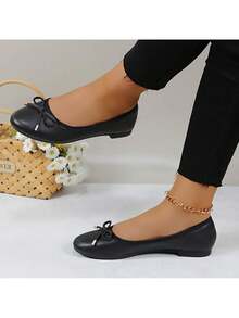 Womens Low Block Chunky Heels Pink Pumps Ladies Dress Shoes Round Toe Comfortable Office Slip On Shoes ROUDI-1 - 黑色 - 查看 6