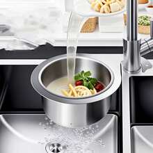 1/3 件天鹅不锈钢水槽滤水篮 - 耐用不锈钢，现代厨房水龙头悬挂收纳架，高效废物管理，厨房排水解决方案 | 现代厨房配件 | 耐用金属篮，碗沥水架 - 彩色 - 查看 1