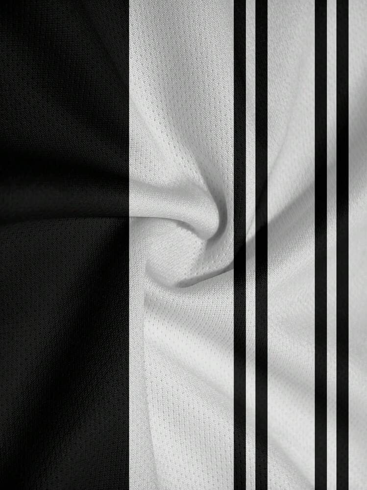 男士条纹印花舒适柔软短袖睡衣套装 - 彩色 - 查看 3