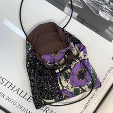 Borsa in tela con design a nicchia e paillettes viola papavero, borsa monospalla di alta qualità in stile pigro per pendolari