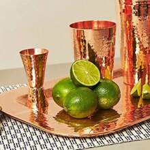 HUDouble Sided Jigger 1 Oz 2 Oz Measured Shots Hand Hammered 100 Pure Copper Single