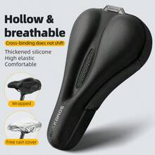 ROCKBROS 1 件装硅胶座套：创新凹槽设计，加厚硅胶材质，中空透气结构 - 黑色 - 查看 8