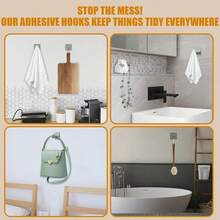 1pc Adhesive Hooks Heavy Duty Wall Hooks Waterproof Stainless Steel Hooks For Hanging Coat, Hat,Towel Robe Hook Rack Wall Mount- Bathroom And Bedroom