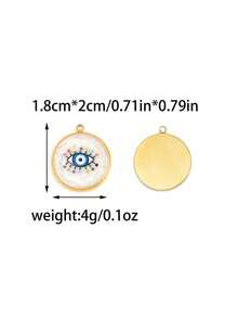 1pc/Pack 304 Stainless Steel Multi-Shape Mother Of Pearl Demon Eye Fashionable Pendant Accessories - Gold - View 8