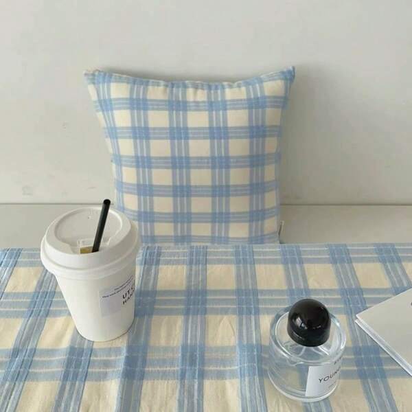 1pc Classic Artistic Blue Plaid Tablecloth, Suitable For Party, Gathering, Home Decor