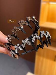 2pcs Silver-White Butterfly Headbands, Sweet Style Hair Accessories Headpiece Hair Clips, Suitable For Daily Use - Multicolor - View 7