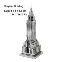 Quebra-cabeça Metálico 3D, Modelo de Montagem DIY, Quebra-cabeça de Aço Inoxidável, Modelo de Arquitetura, Sem Necessidade de Cola, Presente de Natal, Ornamento Decorativo, Estátua da Liberdade, Big Ben, Farol, Golden Gate Bridge, Torre de Pisa, Edifício Chrysler