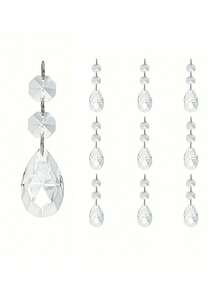 10pcs 38mm Teardrop Crystal Prisms, Transparent Crystal Chandelier Prism Pendant Parts, Connecting Glass Octagon Beads, Hanging Wreath Lamp Decor, Christmas Tree Decor, Wedding & Home Decor Christmas Decorations Room Decor - Clear - View 8