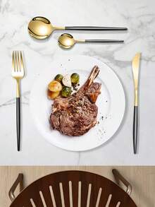 1/4/16/24/32pcs Stainless Steel Western Tableware Set - Including Table Forks, Soup Spoons And Teaspoons, Suitable For Cafe, Party, Wedding, Restaurant And Daily Use, Kitchen, Christmas Gift - gold+black - View 2