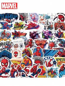 Marvel 50 Miếng dán vinyl hình Người Nhện được  cấp phép chính thức, quà tặng hoạt hình chống nước cho bình nước, ốp lưng máy tính xách tay, bình nước, máy tính, điện thoại, mũ bảo hiểm, xe hơi và đề can - Nhiều màu - Xem 7