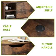 Lift Top Coffee Table With Compartment, Adjustable Storage Shelf, Spring Lifter, 80x40x61.5cm - Dark Rustic Oak - View 7
