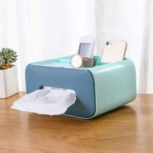 Creative Plastic Multifunctional Tissue Box Remote Control Storage Tissue Box Dust-Proof Tissue Canister Desktop Storage Box - Multicolor - Ver 7