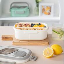 NEUZOJIT 1 Adult Bento Box, Salad Container, Large 40.5 Oz. Salad Bowl, Bento-Style Tray For Toppings, 3 Oz. Sauce Container For Dressing, With Reusable Fork And Knife,Back To School - trắng - Xem 8