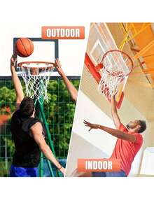 1/2 Stück Basketball Netz für Sporthalle, Outdoor Basketballplatz, Korb, strapazierfähiges verstärktes rot-weißes Netz