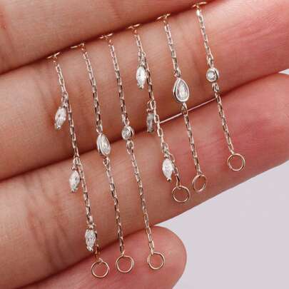 1 件 925 纯银链耳环夹克流苏吊坠链饰品配件可转换链耳环链附件链连接器穿孔，适合女士、女孩和男士日常和派对佩戴