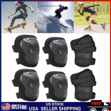 6Pcs Adults Skating Protective Gear Knee Pads And Elbow Pads Wrist Adjustable - as pic - View 2