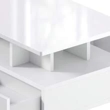 Coffee Table With Storage, High Glossy 16 Colour Adjustable LED, Open Display Shelf & 4 Drawers, White - White - View 8