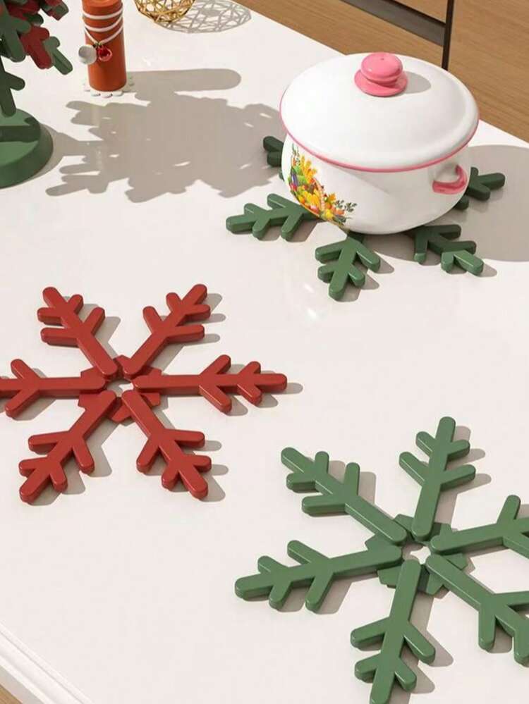 Christmas Tree Shape Coasters Of 4/8 With Holder, Tree Coaster For Hot Dishes,Foldable Tree Trivet For Teapot/Hot Pans, Durable Drink Mat, Festive & Functional Table Decor - Multicolor - View 3