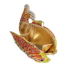 Bolso de mano mini con forma de pez para mujer, con diamantes de imitación, para bodas, fiestas y banquetes - amarillo multicolor - Ver 6