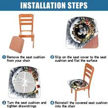 1/4/6/40 buc Huse de scaun detașabile, elastice, din material textil cu imprimeu cu șoareci mici și ramuri de pin în gaură, husă completă, huse pentru scaune de restaurant - huse pentru perne de scaun pătrate pentru restaurant, bucătărie, sufragerie, hotel, huse pentru scaune detașabile, moi