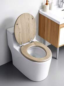 Wood Effect Toilet Seat Soft Close MDF Veneer With Quick Release Hinges Easy To Clean And Install Universal Fit Oval Design For Modern Bathroom - Oak - View 3