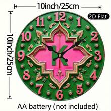 1 Piece Large 10inch Greek Alphabet Clock - Elegant Pink And Green Modern Or Traditional Decoration, Golden Hands, Silent Quartz Movement, Easy-To-Read Numerals - Suitable For Living Room, Bedroom, Office, Greek House Decoration - Battery Not Included - Ideal Gift For Capa Alpha Sorority Members, 2D Flat - 1個 - 查看 5