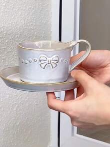 Crackle Glaze Coffee Cup And Saucer Set, Household Afternoon Tea Cup - Multicolor - View 5