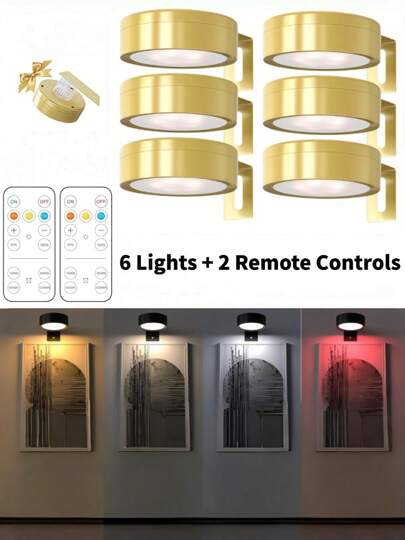 1/3/ Led Wireless Metal Wand Art Battery Powered LED Picture Lights, Lamp, Fairy Lamps, Night Light, Lighting, Book Lights Room Adjustable Temperature, Frame Artworking Portrait, Stairs, Corridors, Bedroom ation, Interior, Living Room, ations, Birthday Home ations 150mAh Remote Control