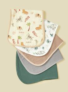 5pcs/Pack Cotton Muslin Bibs For Baby Boys Girls, Floral & Whale Print Burp Cloths, Soft & Versatile - Multicolor - View 6