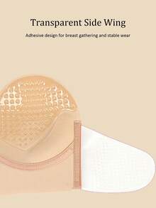 Solid Self Adhesive Strapless Bra Deep U Plunge Strapless Backless Sticky Underwire Push Up Adhesive Bra - Apricot - View 6