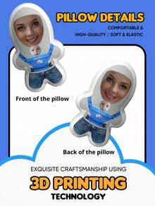 A Pillow That Can Be Customized For Two People's Photos, With Blue Overalls Holding A Baby, Suitable For Birthday Parties, Father's Day, Mother's Day, Halloween, Christmas, Christmas Eve, Valentine's Day, Birthdays, Personalized Day, Thanksgiving, Easter, April Fool's Day, Carnival, School Day, National Day