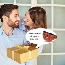 Leather Fanny Pack For Men Women Belt Bag With Adjustable Waist Belt, Lightweight Fanny Pack Comes With Multiple Zippered Pockets Easy Carry Any Phone, Wallet (Reddish Brown) - 黑色 - 查看 6