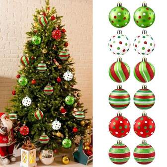 12Pcs Christmas Decor Ball Ornaments Xmas Party Decorations Supplies For Christmas Tree DIY Home Decor Festival Hanging Ballssl