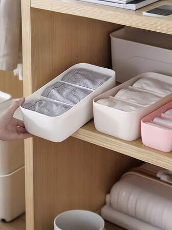 隔层袜子收纳盒，塑料内衣收纳盒，适用于抽屉桌面