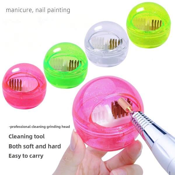 1pc Nail Art Cleaner Tool Case With Steel Wire Brush And Nylon Brush For Cleaning Carbide/Ceramic Nail Drill Bits