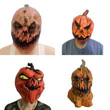 1pc Halloween Cosplay Latex Mask, Pumpkin Head Mask, Scary Orange Full Head Mask, Latex Masquerade Party Costume, Haunted House Prop - Multicolor - View 11