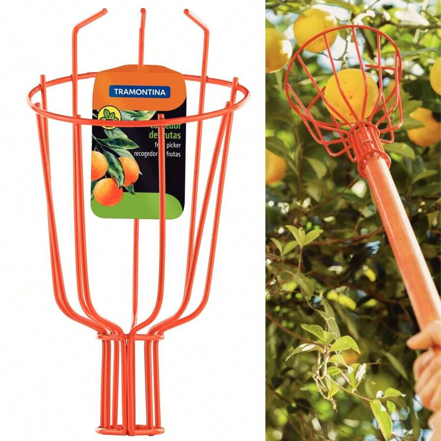 Colhedor Apanhador de Frutas em Aço Tramontina Médio Sem Cabo Laranja Manga Bergamota - Laranja - Visão 1