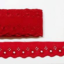 English Embroidery Piece 5cm Wide - 13.70 Meters Long. Embroidered Lace - Đỏ - Xem 1