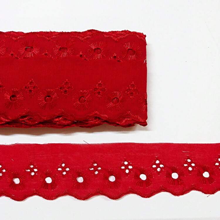 English Embroidery Piece 5cm Wide - 13.70 Meters Long. Embroidered Lace - Đỏ - Xem 1