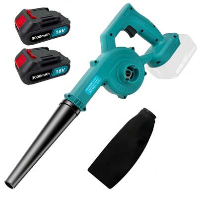 IKUNQUAN Leaf Blower Cordless With 2 Batteries And Charger, 18V Electric Leaf Blower 180mph 2-In-1 Electric Leaf Vacuum Cleaner, Lightweight Powered Blowers For Cleaning Dust, Leaves, And Snow