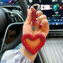 1 buc breloc strălucitor cu inimă și stras, cadou de Crăciun personalizat, breloc drăguț pentru prietenă, accesoriu de modă strălucitor din aliaj de zinc pentru toate anotimpurile, accesorii pentru genți, șnururi cu suport pentru legitimație, accesorii auto, brelocuri pentru genți