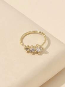 Women's Cubic Zirconia Nose Ring, Copper Alloy Rhinestone Round Soft Cartilage Ear Nose Piercing Body Jewelry - Gold - View 3