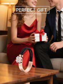 Folli Follie 女士编织手链四叶草钻石手镯玫瑰金色不锈钢手链女士手镯首饰配饰舞会婚礼约会礼物 - 玫瑰金 - 查看 8