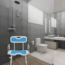 Shower Chair With Removable Armrests And Backrest, Height Adjustable Bathroom Stool With Non-Slip Feet, Up To 150 Kg, Shower Stool For Seniors - Baby Blue - View 7