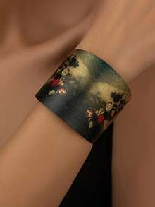 復古西部波希米亞風格孔雀羽毛印花金屬開圈手鐲 - 開口手鐲 - 查看 6