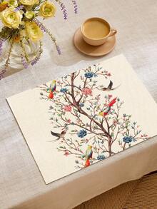 1pc Spring Bird & Floral Print Table Runner, Suitable For Holidays, Parties, Birthdays, Dinner, Kitchen & Dining Room Table Decor, Applicable For All Seasons, Home Textile Decoration - Multicolor - View 15