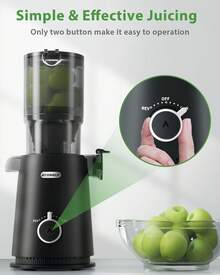 Juicer | 4.35" Wide Mouth | Whole Fruit No Cut | Slow Press Tech | Higher Juice Yield | Easy Clean Brush | Perfect For Morning Drinks #KitchenUpgrade - US A Type Plug(110-127V) - View 6