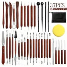 21 Piece Rosewood Pottery Tools Set, Clay Sculpture Carving Detailing Needles, Dotting Pen, Pottery Forming Tools