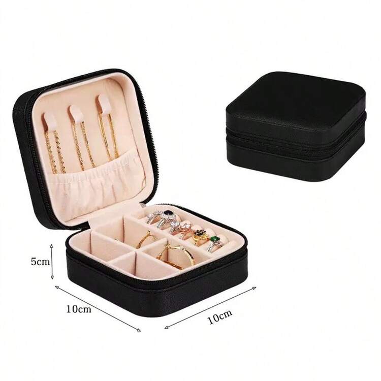 1pc Minimalist PU Leather Portable Jewelry Box For Women – Elegant Travel Organizer For Hair Accessories, Wedding Rings, Necklaces, Bracelets; Compact, Lightweight Case With Soft Velvet Lining, Secure Lock, And Adjustable Compartments; Ideal Gift Idea For Mother's Day, Bridal Shower, Birthday, Anniversary, And Valentine's Day; Perfect For Daily Use, On-The-Go Storage, And Home Display With Style, Sophistication, And Fashionable Appeal - Multicolor - View 3